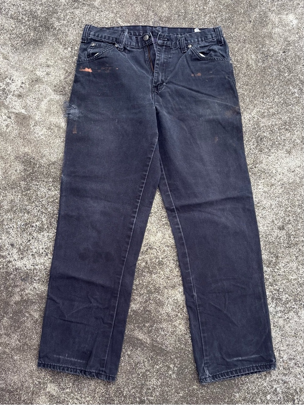 Dickies Black Duck Canvas Carpenter Work Pants 32x32 Distressed Grunge Y2K